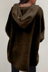 Button Up Contrast Knitted Sleeves Hooded Jacket